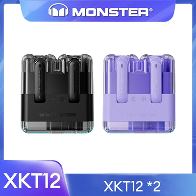 سماعات الألعاب الأصلية Monster XKT12 بتقنية البلوتوث 5.3 TWS وسماعات أذن لاسلكية بتقنية HIFI وسماعات أذن مضادة للضوضاء بسعة 300 مللي أمبير في الساعة