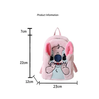 New Disney Plush Backpack Ins Japanese Blue Stitch Funny Cartoon Large-Capacity Student Backpack Kindergarten Bag Child Gift