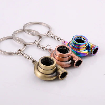 Mini Turbo Turbocharger Keychain Spinning Turbine Key Chain Ring Keyring Keyfob Car Keyring Car Interior Accessories