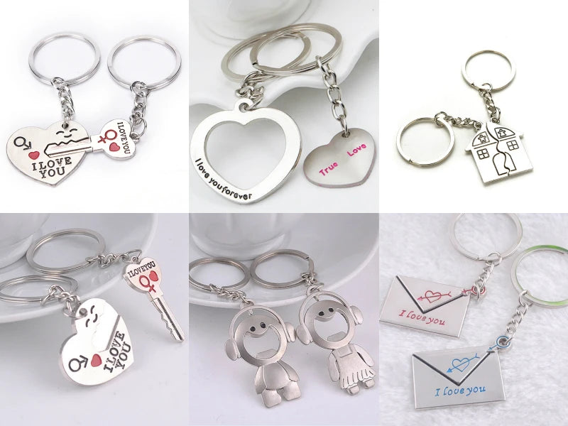 Creative 2Pcs/set Love Heart Keyring Couple Keychain Family Key Ring Gifts Keyring Car Accessory Charm Women Best Friend Jewelry