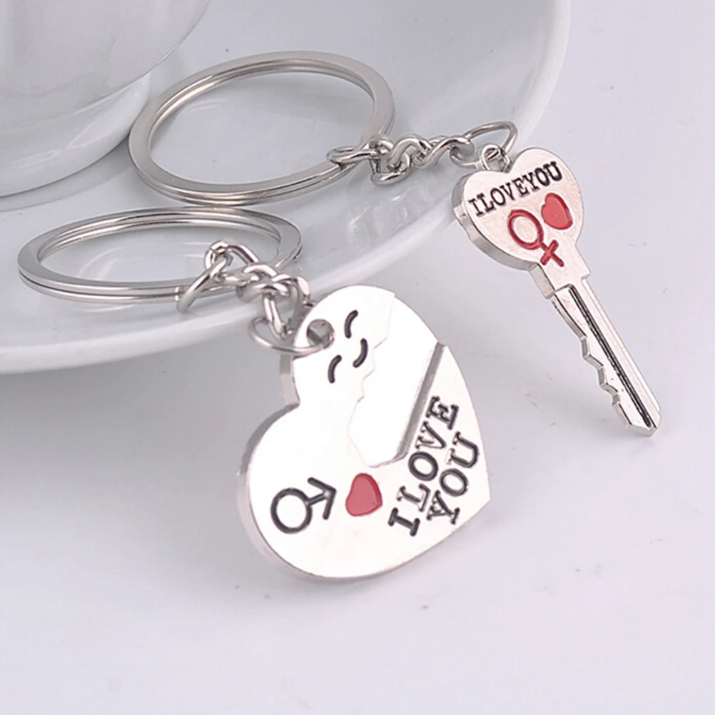 Creative 2Pcs/set Love Heart Keyring Couple Keychain Family Key Ring Gifts Keyring Car Accessory Charm Women Best Friend Jewelry