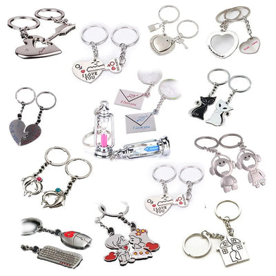 Creative 2Pcs/set Love Heart Keyring Couple Keychain Family Key Ring Gifts Keyring Car Accessory Charm Women Best Friend Jewelry