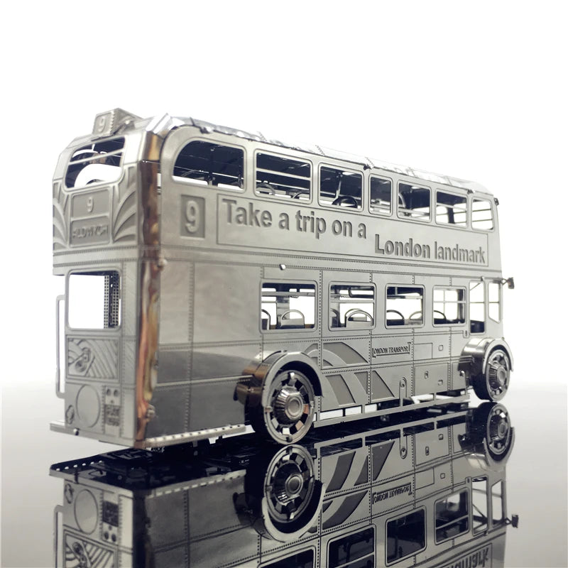 IRON STAR Stainless Sliver 3D Metal Puzzle kits London Bus Car Assemble Model I22207 2 sheets  DIY 3D Laser Cut Jigsaw Toy