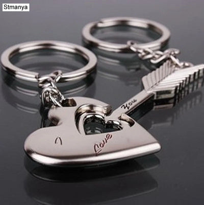 New Trendy Hot Sale one Pair Key Chain Alloy Arrow Bow Love Keyrings Key Chains Lovers Ring Couples keychain for Gift 17343