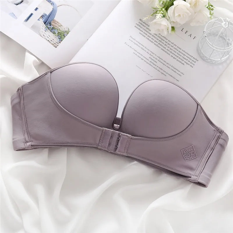 Front Closure Bras For Women Push Up Strapless Bra Seamless Brassiere Soft Underwear Female Sexy Invisible Lingerie Intimate