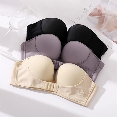 Front Closure Bras For Women Push Up Strapless Bra Seamless Brassiere Soft Underwear Female Sexy Invisible Lingerie Intimate