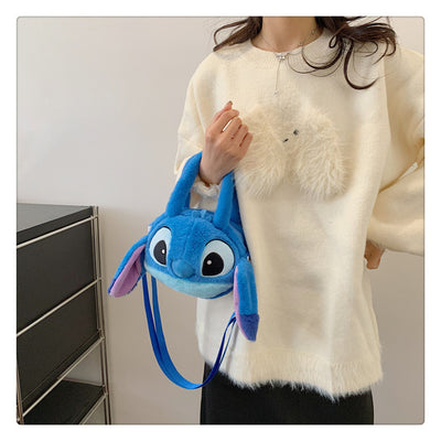 Disney New Lilo & Stitch Plush Toys Kawaii Plush Messenger Bag Girl Handbag Anime Stuffed Toys Children Cartoon Plushie Soft Bag