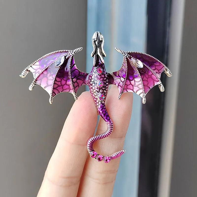 2024 Europe and the United States Explosive Enameled Dragon Brooch Manufacturers Custom Diamond-encrusted Animal Pins Cross-bord