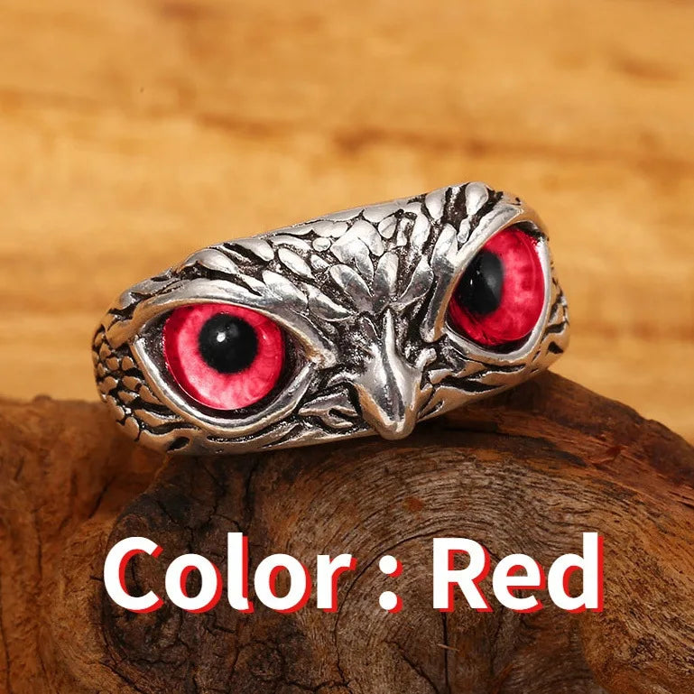 Fashion Design Owl Rings Multicolor Eyes Silvery for Men Women Punk Gothic Open Adjustable Rings Jewelry Gift Resizable