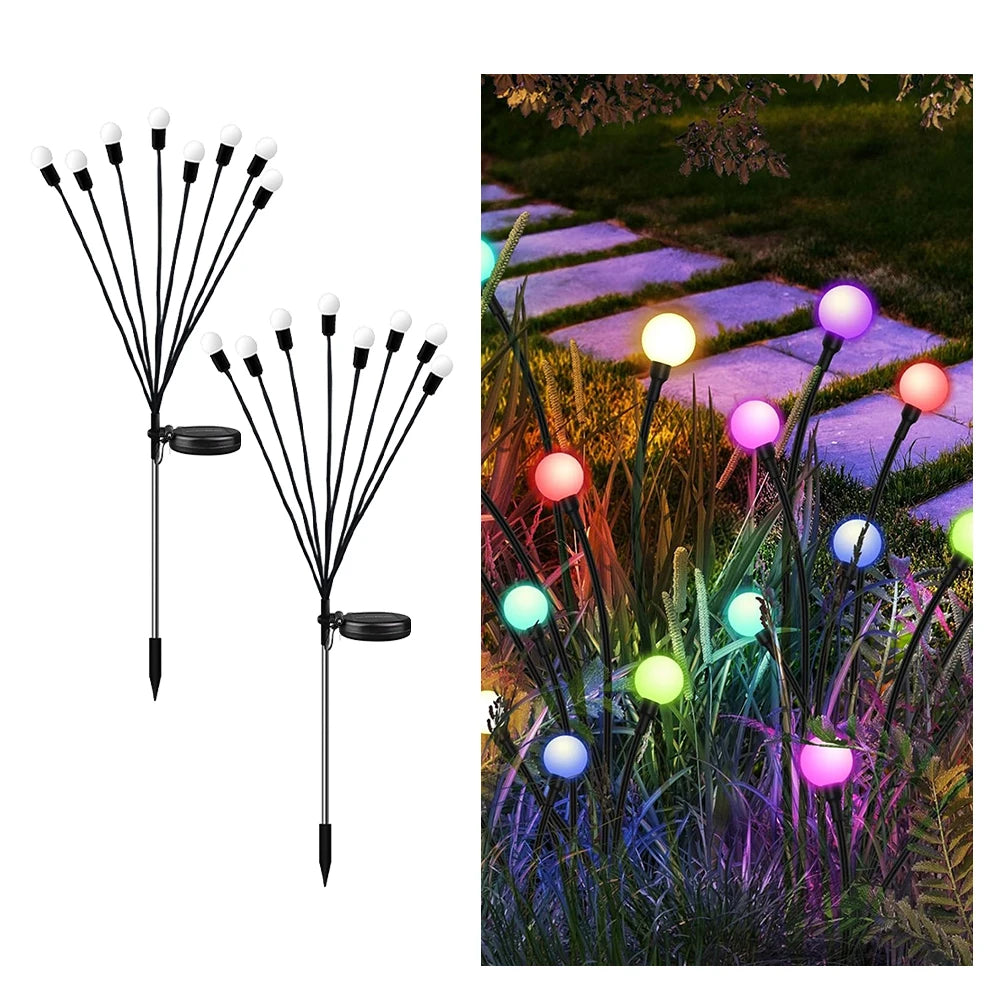 1pc 6/8/10LED Pack Solar Firefly Lights,Upgraded Solar Garden Lights Outdoor Waterproof Solar Swaying Landscape Outdoor Lights