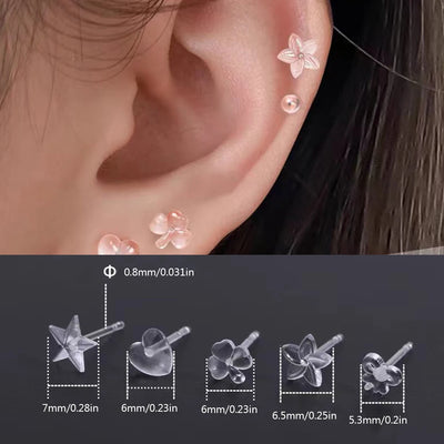 10PCS/Lot Mix Styles Hypoallergenic Simple Plastic Earrings Clear Ear Pins Needle And Resin Earring Backs DIY Ear Accessories