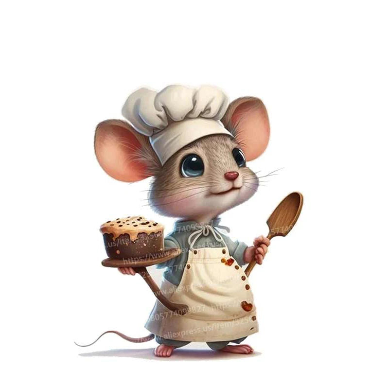 Creative Cartoon Cute Chef Mouse Self-Adhesive Wall Stickers Bedroom Living Room Corner Staircase Home Decoration Sticker M765