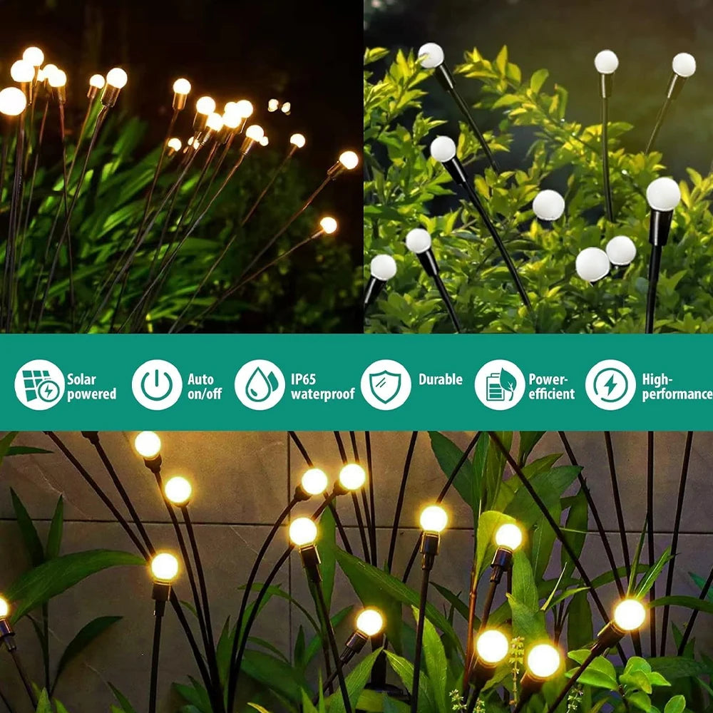 1pc 6/8/10LED Pack Solar Firefly Lights Upgraded Solar Garden Lights Outdoor Waterproof Solar Swaying Landscape Outdoor Lights