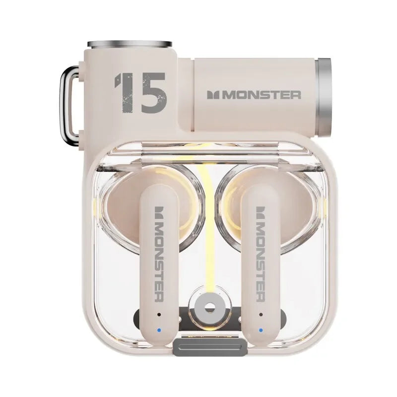 سماعات Monster XKT15 Bluetooth V5.3 الأصلية لاسلكية عالية الجودة مع صوت HIFI ووقت انتظار طويل وسماعة ألعاب منخفضة الكمون