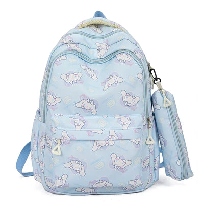 Cinnamoroll Series Backpack Set, Cartoon Anime Schoolbag, Casual Large Capacity Daypack, Student Kids Travel Commute Knapsack