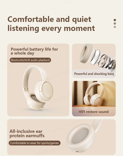 Original Lenovo TH20 Wireless Bluetooth V5.3 Headset New Gaming Dual Mode Foldable Sport Headphone HIFI Sound Music Earphone