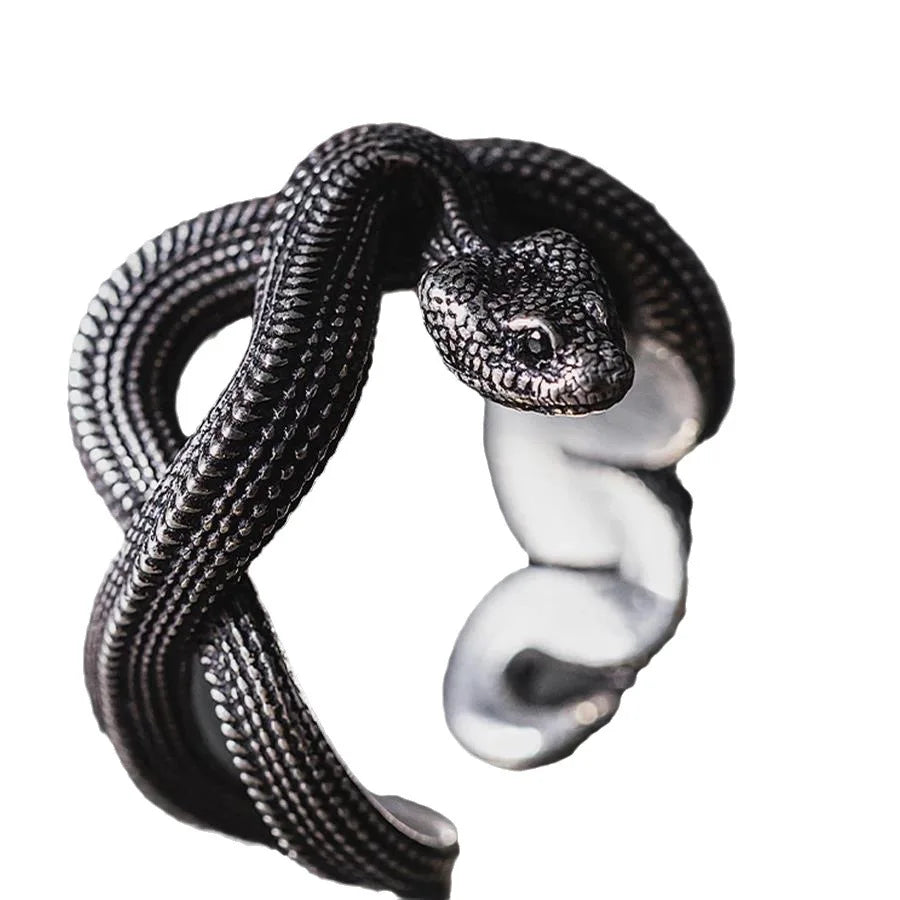 Retro European and American new python ring, dark punk style three-dimensional snake ring, snake winding ring