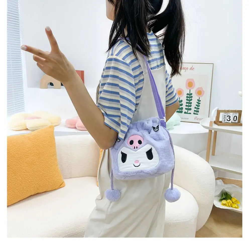 Sanrio  Bag Kawaii Cinnamoroll Handbag Tote Plushie Shoulder Messenger Bags Kuromi Hello Kitty Stuffed Makeup Backpack Gift