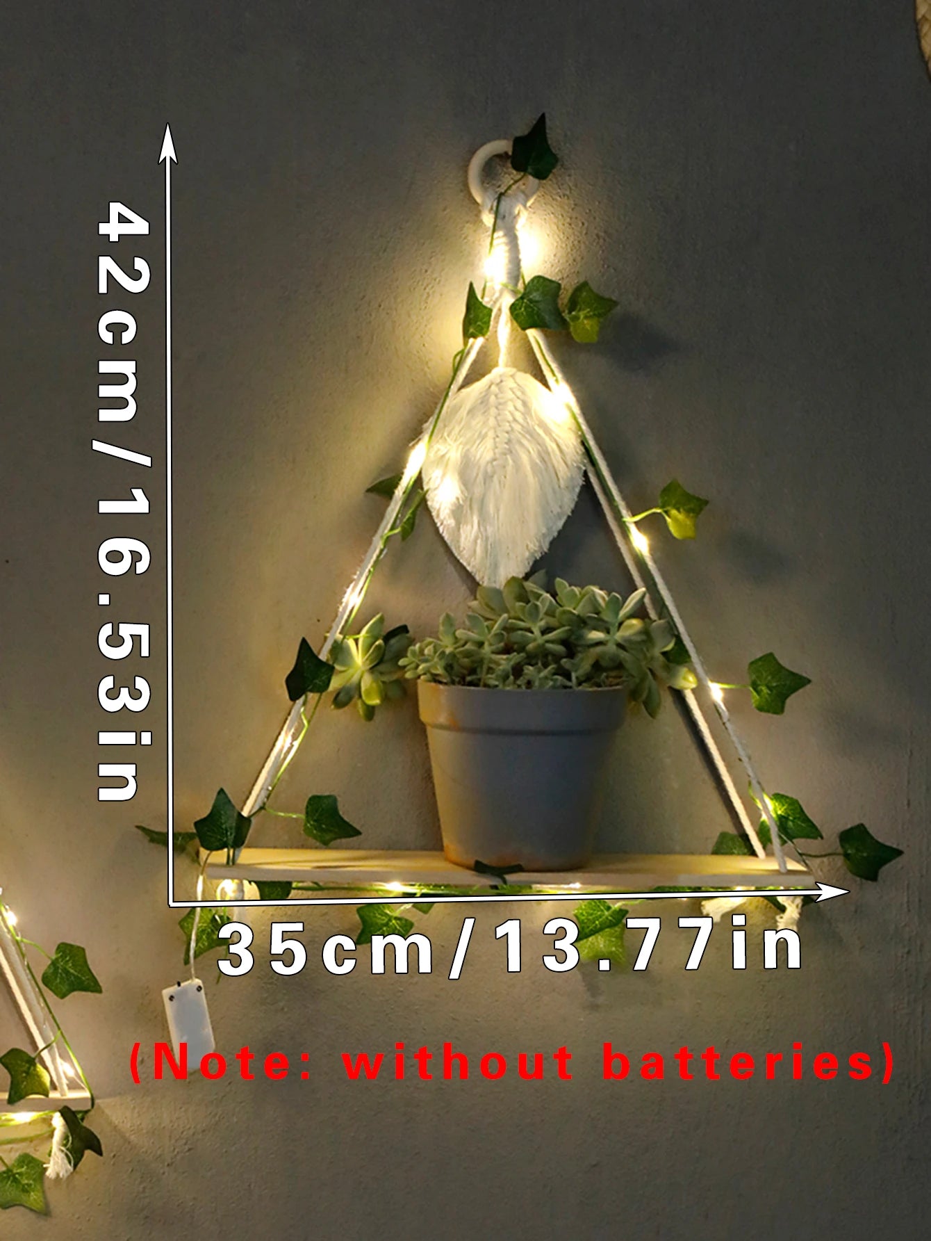 Wood Shelf with Leaf Hanging Decoration LED Shelf Decor Aesthetic Room Decor Floating Shelves Wall Display Stand for Living Room