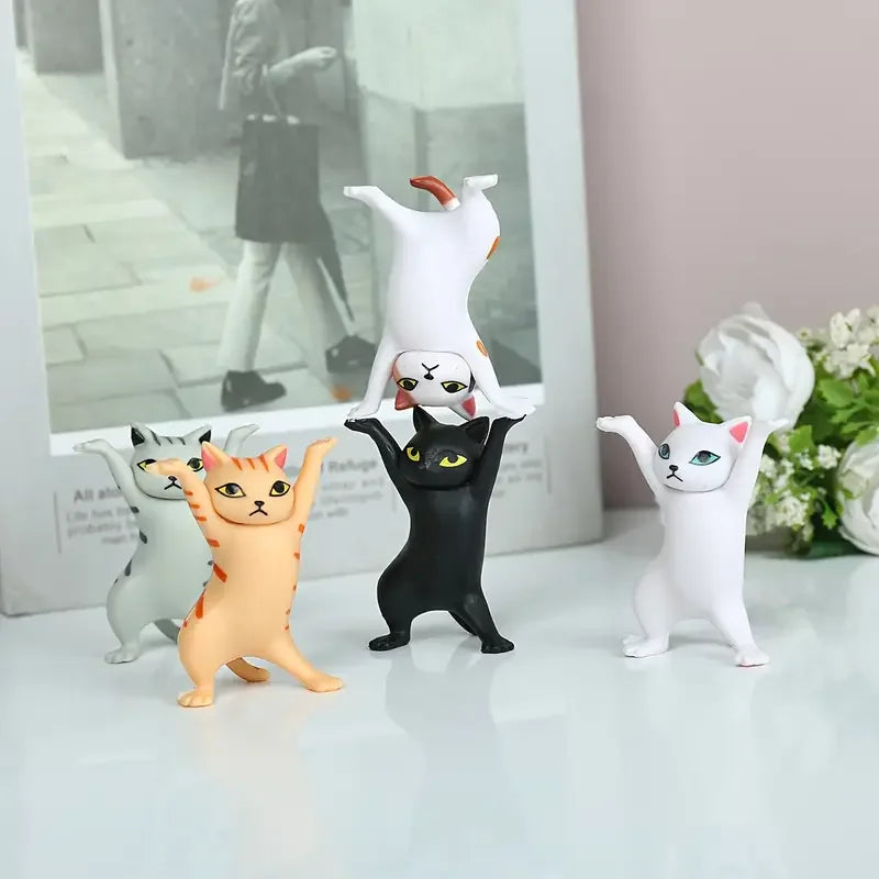 5pcs Dancing Cats Will Lift up Cat Figurines Decorated with Stylish Anime Cat Toys for Desktop Storage