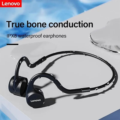 سماعات أذن Lenovo X5 Bone Conduction Bluetooth V5.0 لاسلكية مقاومة للماء IPX8 رياضية بذاكرة مدمجة 8 جيجابايت