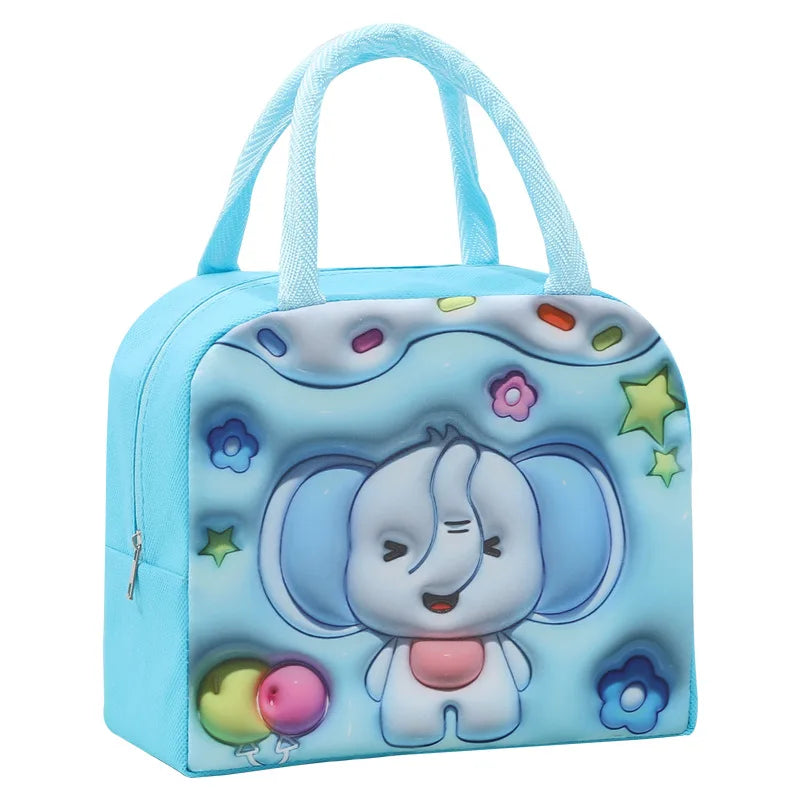 Cute Printed Cartoon Lunch Bag for Kids with Insulation and Preservation Function Bag Organizer Tote Bag with Zipper