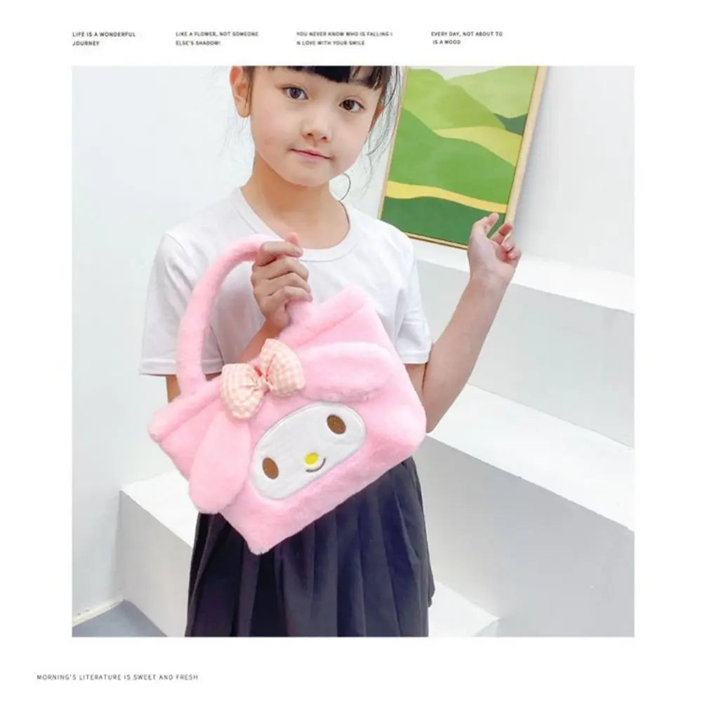 Sanrio Plush Bag Kawaii Kuromi Cinnamoroll Melody Cartoon Anime Handbag Crossbody Cosmetic Travel Storage Bags Women Girls Gifts