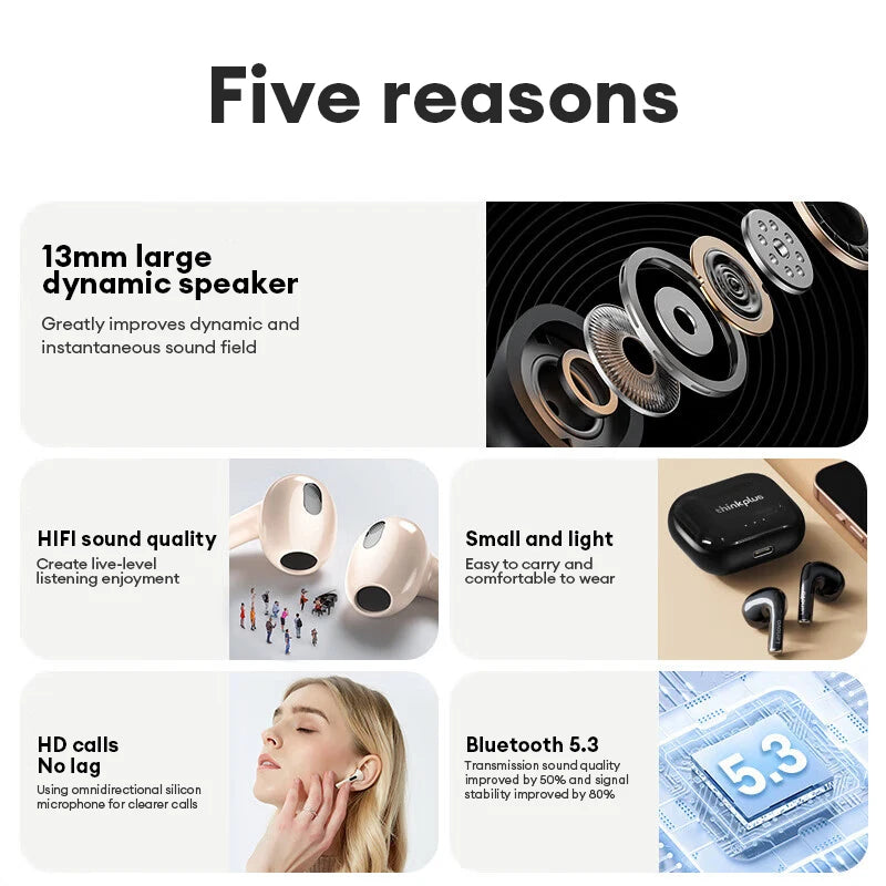 Original Lenovo LP40 Plus Bluetooth Wireless Headset Noise Reduction Headphones Stereo Sports Earbuds With Mic Gaming Headset