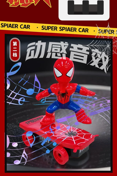 New Spiderman Automatic Flip Rotation Skateboard Acousto-Optic Car Electric Music Toy Stunt Scooters Christmas Gift Anime