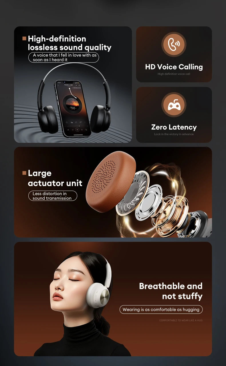 Choice Original Lenovo TH66 Wireless Bluetooth HiFi Sound Earbuds Noise Reduction Gaming Earphones Deep Bass Over-Ear Headset