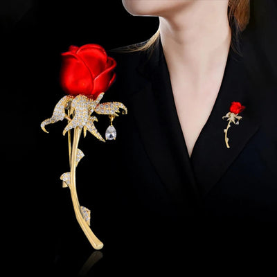 Red Rose Tulip Brooch Pins Ladies Fashion Light Luxury Flower Pin Nice Design Brooches Elegant Dress Suit Badge Accessories