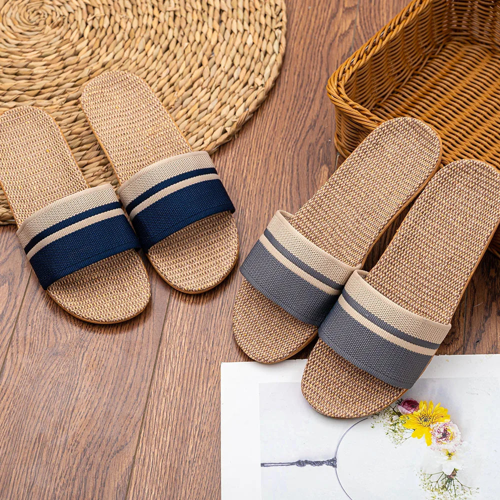 Summer Women Slippers Anti-Slip Home Slippers Lightweight Shoes Women Indoor Linen Slippers Soft Shoes