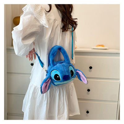 Disney New Lilo & Stitch Plush Toys Kawaii Plush Messenger Bag Girl Handbag Anime Stuffed Toys Children Cartoon Plushie Soft Bag