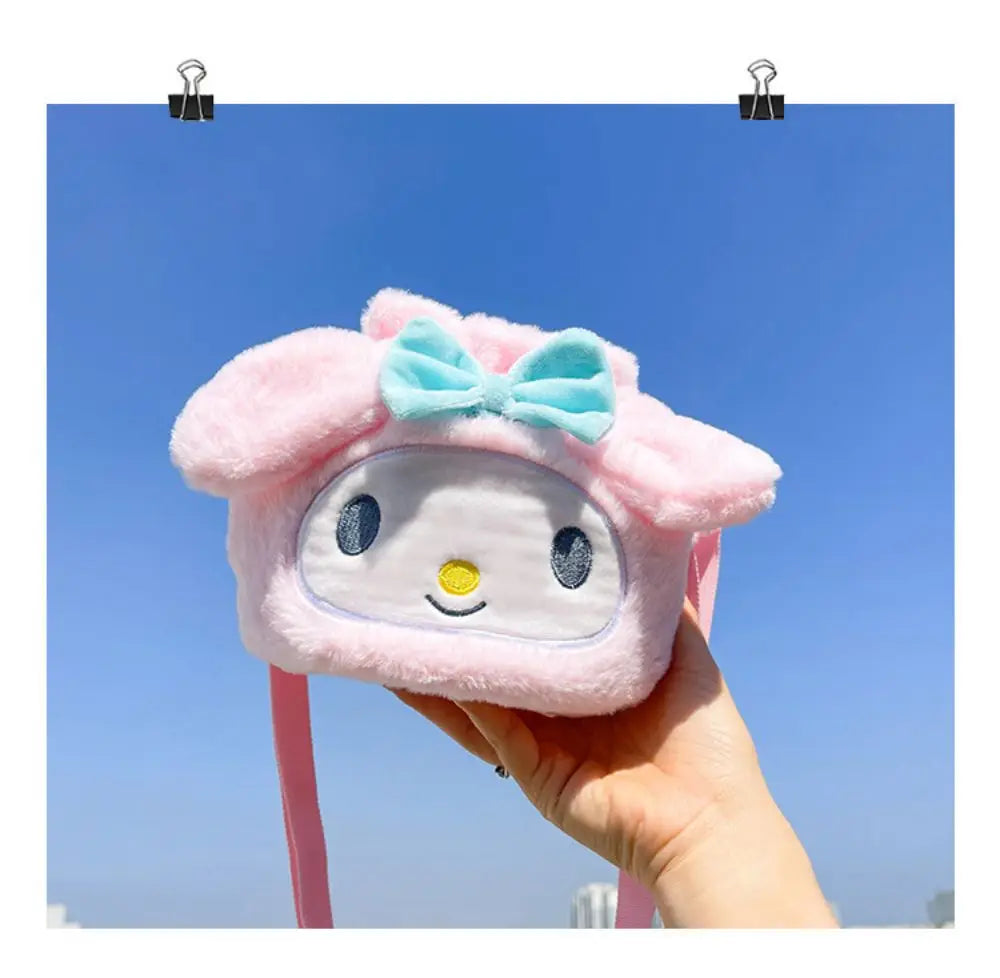 Sanrio  Bag Kawaii Cinnamoroll Handbag Tote Plushie Shoulder Messenger Bags Kuromi Hello Kitty Stuffed Makeup Backpack Gift