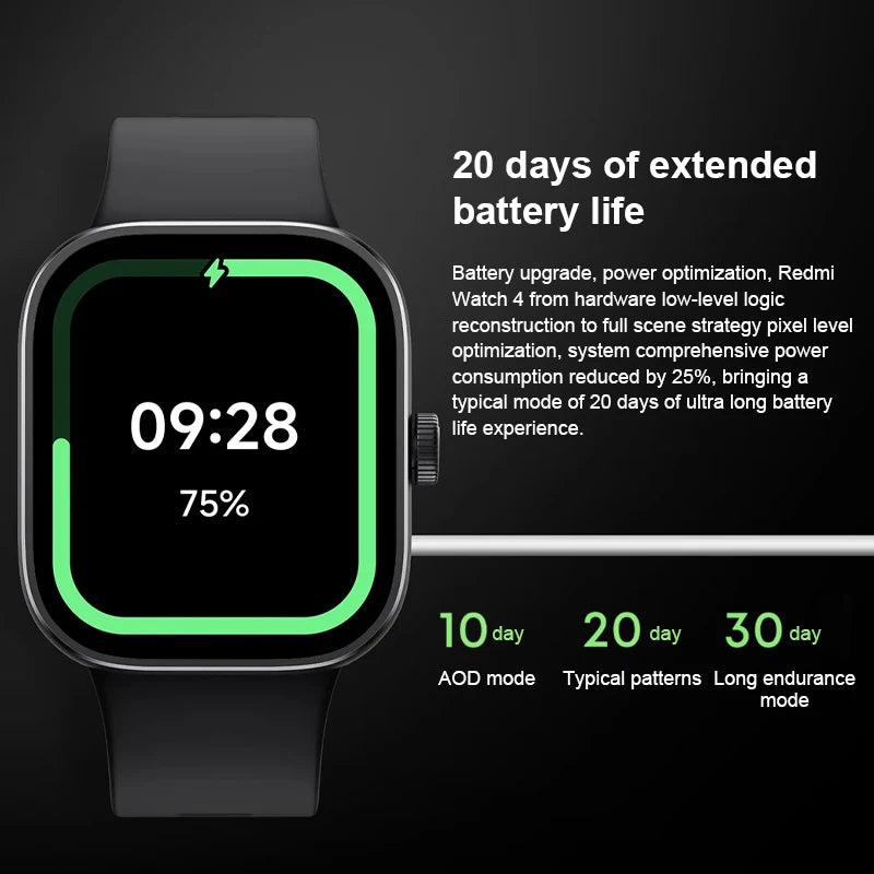 Global Version Xiaomi Redmi Watch 4 Smart Watch 1.97'' AMOLED Blood Oxygen Heart Rate Monitor Support Bluetooth Phone Call GPS