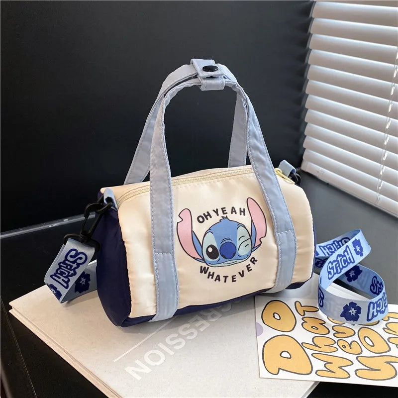 Disney Stitch Canvas Bucket Bag Kawaii Cartoon Handbag Casual All-Match Crossbody Bag Portable Satchel Tote Fashion Backpacks