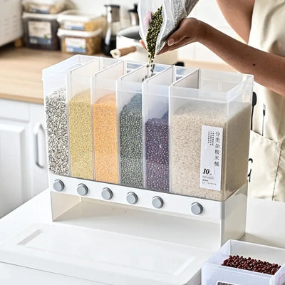 Wall Clear Cereal Dispenser Plastic Transparent Grain Storage Holder Rice Tank Bucket Sealed Jar Container Kitchen Organizer