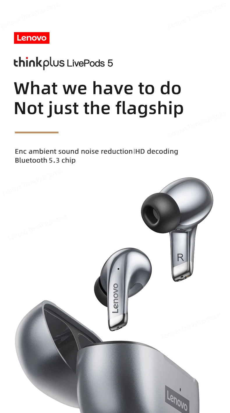 Original Lenovo LP5 Wireless Bluetooth Earphone Fast Charging Long Endurance HD Call With Microphone Sports Waterproof Headset