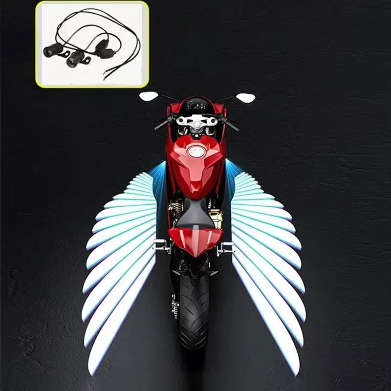 2PCS Angel Wings Motorcycle LED Welcome Light Motorcycle Modified Decorative Light Wing Laser Lights Projection Lights