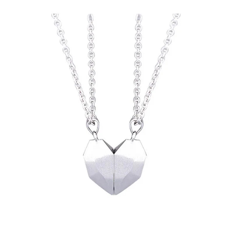 Good Simple Quality Couple Pendant Necklace Electrocardiogram,Magnetic Heart,Pendant Splicing Necklace Valentine's Day Gift