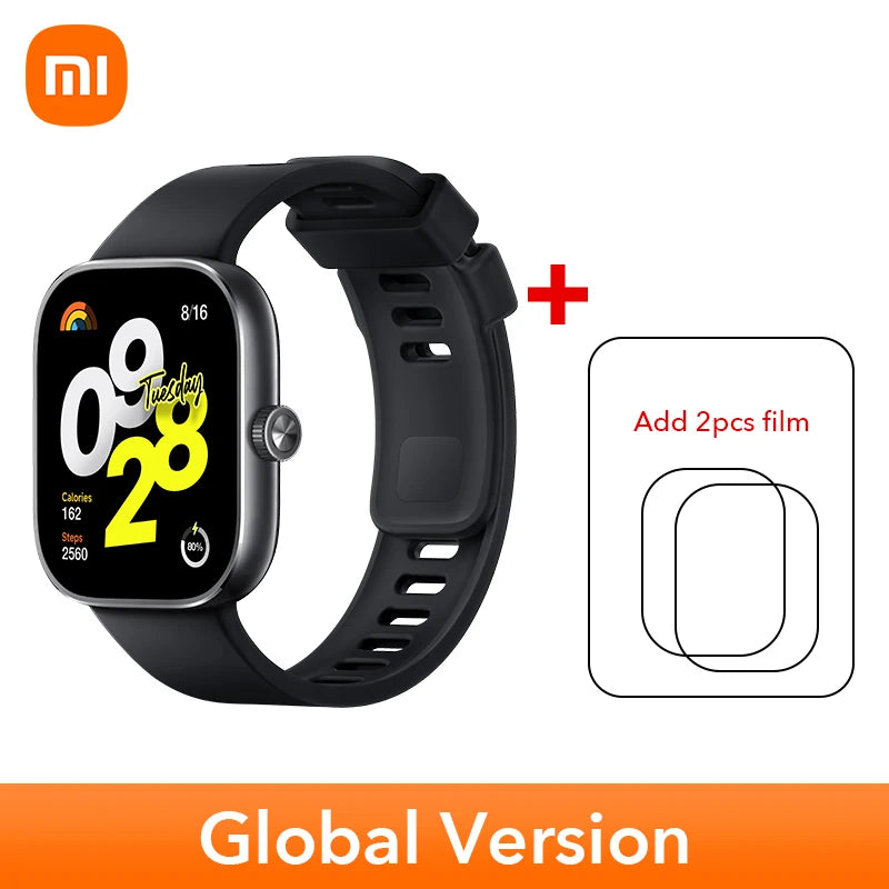 النسخة العالمية من ساعة Xiaomi Redmi Watch 4 الذكية مقاس 1.97 بوصة AMOLED لمراقبة معدل ضربات القلب وأكسجين الدم ودعم مكالمات الهاتف عبر البلوتوث ونظام تحديد المواقع العالمي (GPS)