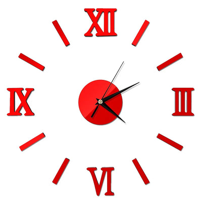 Roman Numerals Frameless Large Acrylic Mirror Surface 3D DIY Wall Clock Home Living Room Office School Wall Decor Clock Sticker