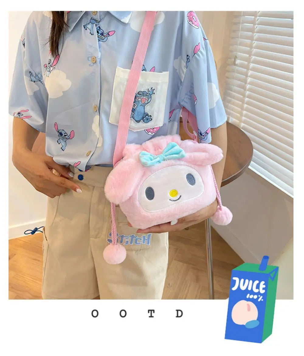 Sanrio  Bag Kawaii Cinnamoroll Handbag Tote Plushie Shoulder Messenger Bags Kuromi Hello Kitty Stuffed Makeup Backpack Gift