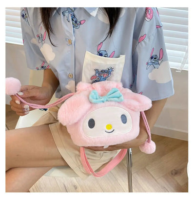 Sanrio  Bag Kawaii Cinnamoroll Handbag Tote Plushie Shoulder Messenger Bags Kuromi Hello Kitty Stuffed Makeup Backpack Gift