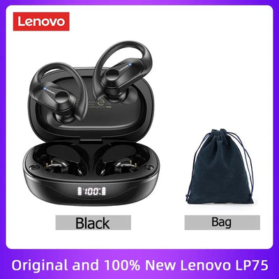 Original Lenovo LP75 TWS Bluetooth V5.3 Headphones Wireless LED Digital Display Earphones Noise Reduction Waterproof Headset New