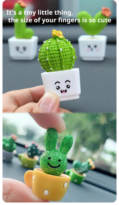 1 Set Of 4, Resin Succulent Cactus Mini Green Plant Car Office Home Living Room Crafts