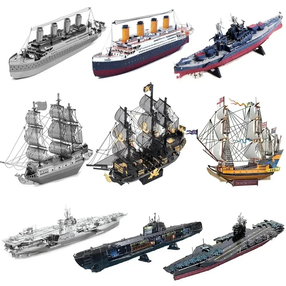 3D Metal Puzzle Multicolor Manual Black Pearl U-Boat XXI Titanic Golden Hind Famous Ship Warship Assemble Model Jigsaw Puzzles