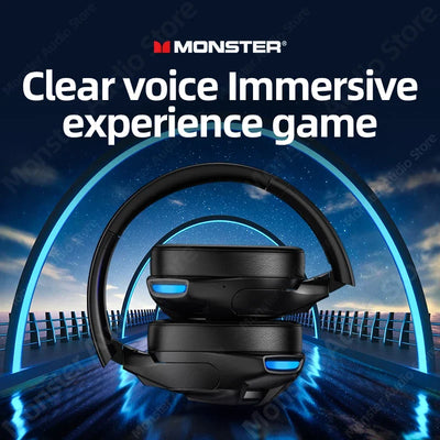 Monster XKH03 Wireless Bluetooth Headset Foldable Noise Cancelling Gaming Headphones Ultra-Long Battery Life Earphones With Mic