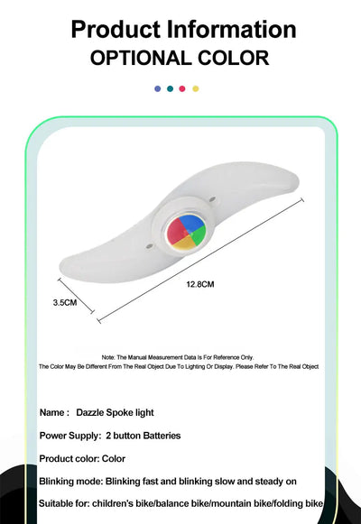 مصباح عجلة الدراجة الملون، مصباح توازن الدراجة الجبلية، مصباح LED لإطارات الدراجة، مصباح تحذير للدراجات