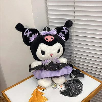 Kawaii Sanrio Bag Kuromi Plush Backpack Lolita Style Plushies Stuffed Animal Doll Toys My Melody Bag Women Tote Girl Christmas